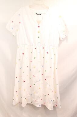 BloomChic Midi Geometric Dress Womens size 14/16 White Button Front Pockets